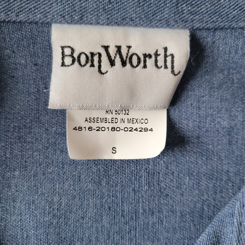 BonWorth Vintage 90’s Embroidered Long Sleeve Blue Denim Button Down Shirt EUC - Picture 7 of 10